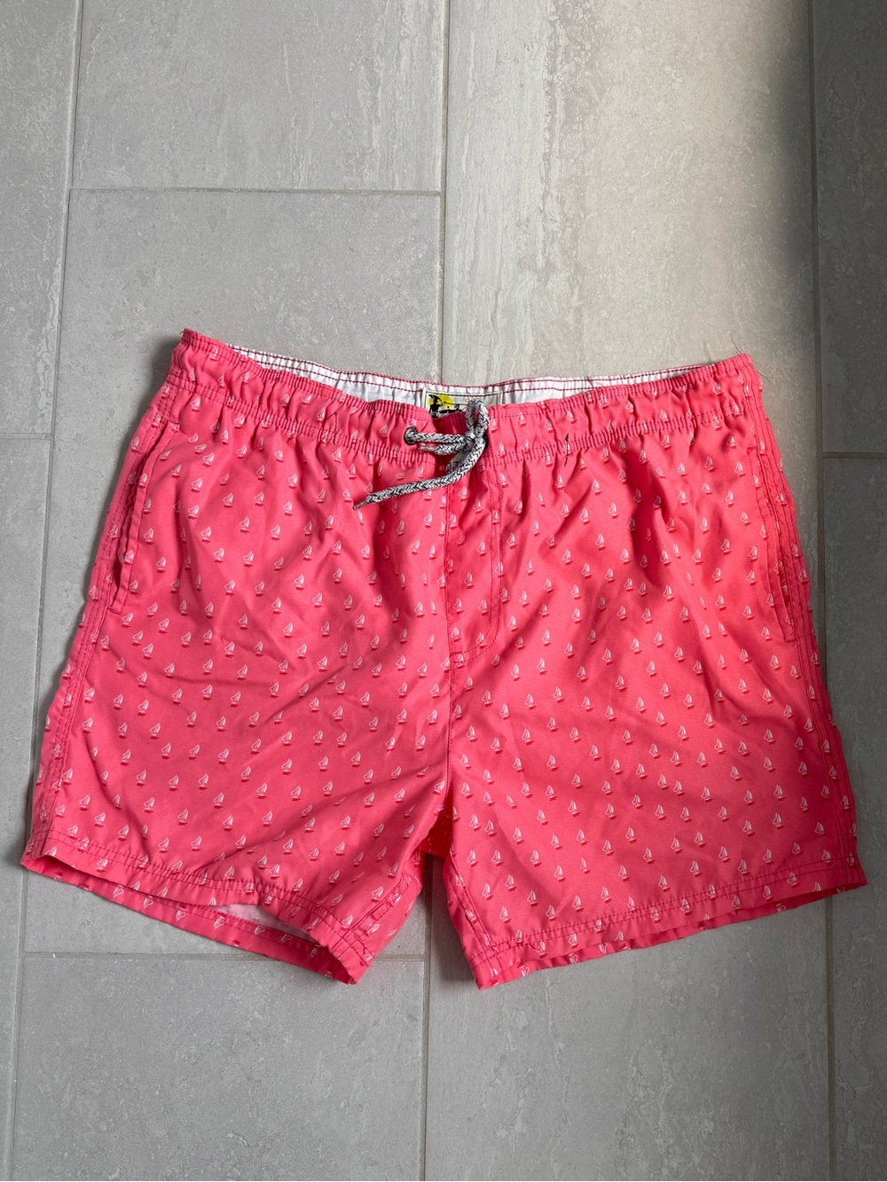 Men's Hot Pink Swim Shorts with Sailboat Print